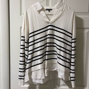 Adrianna Papell Black and White Striped Blouse